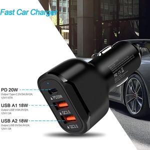 <b>Car</b> Charger Dual QC3.0 PD20W Fast Charging 65W Output Black - Product Image 2