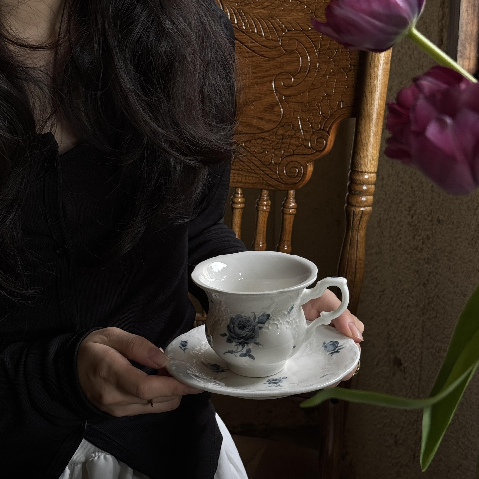 Blue rose cups and saucers 250ML