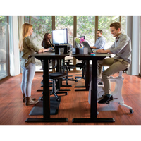Bureau assis-debout électrique extensible à hauteur réglable avec panneau acoustique et rail de gestion des câbles