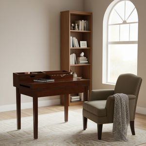 Scrivania per computer Brighton con 2 cassetti, superficie in legno, mobili per ufficio domestico - Product Image 2