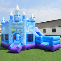 Partyverhuur Prinsessen Springkasteel met Glijbaan Combo Winterthema Opblaasbaar Springkussen voor Kinderen