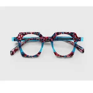 Hochwertige neue Produkte Anti Blue Light Stilvolle Acetate Square Big Frame Vintage optische Brille