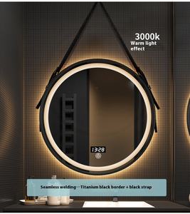 Miroir de maquillage LED mural rond moderne avec lentilles en verre et cadre miroir pour lavabo, salon, appartement ou villa - Product Image 6