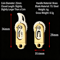 Couteau utilitaire pliant miniature en laiton, micro-couteau EDC de poche pour déballer les colis et couper les enveloppes
