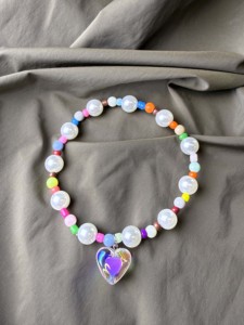 Collar para Mascotas con Colgante de Corazón Ajustable con Cuentas de Cristal, Elegante y a la Moda - Product Image 5