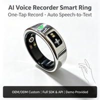 Bague connectée en acier inoxydable ODM avec transcription IA et télécommande, suivi des données sportives, des somnifiques et longue autonomie de la batterie