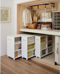 Meuble de salon moderne Bell <span class=keywords><strong>Maison</strong></span>, panneau en bois, rangement de livres réglable, placard coulissant, roulettes, dimensions G - Product Image 2