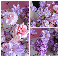 Nouvel arrivage Arc en corne violette Décor floral Fleurs artificielles pour toile de fond de fête d'anniversaire Décoration d'événement d'hôtel