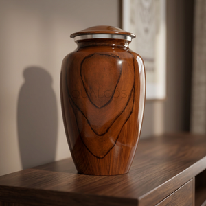Guci Logam Motif Kayu Coklat untuk Abu Kremasi Dewasa, Tahan Lama, Kapasitas 220 Inci Kubik - Product Image 4