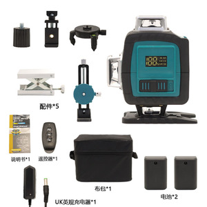 Nivel Láser Verde 4D de 16 Líneas, Proyector de Pared y Piso de Alta Precisión, Mini Nivel Láser para Exteriores con Batería y Cargador - Product Image 1