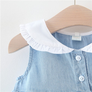 Wholesale New Summer Brand Name Kids Clothes Tulle Layered Flower Party Denim Cotton Girl Dress for Children - Product Image 4