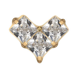 Nuevo ASTM F136 Titanio PVD 18K Oro Sin Rosca o Rosca Triple Corazón Extremos Conch Tragus Helix <span class=keywords><strong>Daith</strong></span> <span class=keywords><strong>Piercing</strong></span> Oreja Cuerpo - Product Image 5