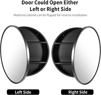 Armoire de salle de bain ronde à LED OEM ODM avec étagères de rangement, armoire à pharmacie murale avec miroir de maquillage à éclairage intelligent