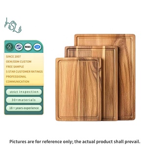 Ensemble de 3 planches à découper en <span class=keywords><strong>bois</strong></span> d'acacia, écologiques, durables, compatibles lave-vaisselle, essentiels de cuisine avec une élégante planche à découper - Product Image 1