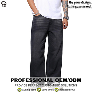 مخصص للرجال فضفاضة الساق واسعة الجينز السراويل أزياء الهيب هوب فضفاض خمر الجينز ملابس الشارع للرجال - Product Image 2