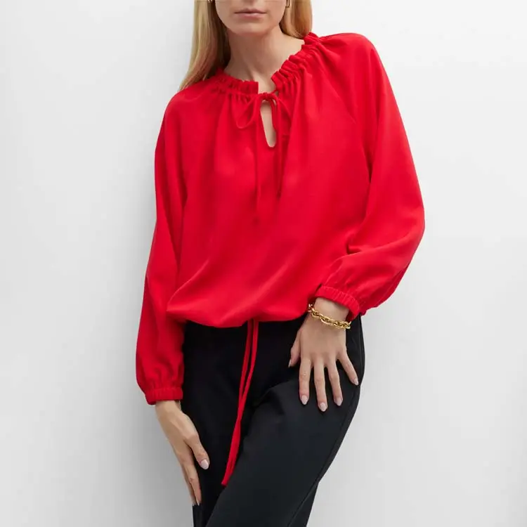 2023 New Temperamental Fashion Cotton And Linen Wide Sleeves Elegant Ladies Blouses And Tops Women