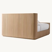 Lit King Size en Bois Massif Fabriqué à la Main avec Tête de Lit en Tissu Byron, Fournisseur d'Usine, pour Hôtel, Villa, Chambre à Coucher, Meubles de Maison