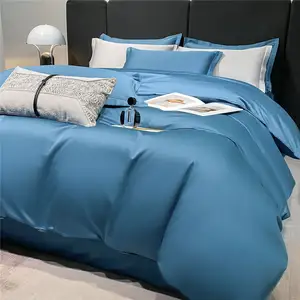 Set tempat tidur biru cantik kualitas tinggi populer baru empat buah