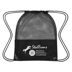 Wholesale OEM Logo 210D Polyester <b>Drawstring</b> Storage Mesh <b>Bag</b> Sturdy and Durable for Beach Toys Ball Camping Clothing Sports - Product Image 1