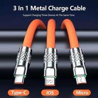 Câble de charge rapide portable 120W USB-A vers C 1M 3-en-1 pour transfert de données pour téléphone portable