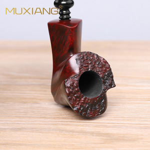 Muxiang Handmade Solid Wood Tobacco Pipe Freestyle Flame Pattern Customized Smoking Pipe - Product Image 3