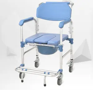 Tıbbi duş sandalyesi Transfer komodin tekerlekli sandalye tuvalet hasta tuvalet sandalyesi