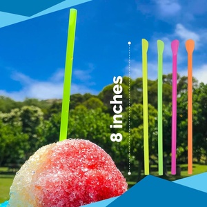 Cuillères-pailles personnalisées pour granités, flexibles, jetables, pour milkshakes, en PLA biodégradable, pour la glace - Product Image 3