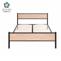 Structure de lit plateforme moderne et simple, sur mesure, taille King, base en métal et lattes en bois, capacité 300 kg+, revêtement thermolaqué, montage facile, pour petite chambre