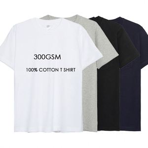Usine en gros poids lourd 300GSM coton T-Shirt à manches courtes lâche mode personnalisé imprimé Logo solide motif 100% coton - Product Image 1