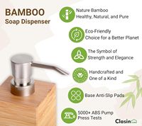 Dispensador de Jabón LUMINA Ecológico para el Hogar con Almohadillas Antideslizantes, Elegante Dispensador Manual para Baño, Cocina, Líquido para Platos, Sin Cadmio