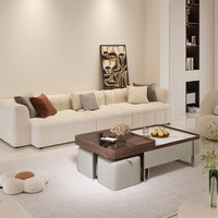 Ensemble de meuble TV et table basse en marbre et bois avec éclairage LED, design flottant noir pour salon, style moderne et luxueux