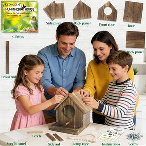 Casa para Pájaros de Madera Sólida con Comedero, Capacidad de 1.8L, Acabado Natural, Nido Colgante para Pájaros al Aire Libre - Product Image 3