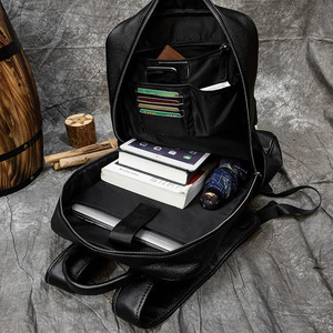 Sac à dos pour <span class=keywords><strong>homme</strong></span> en <span class=keywords><strong>cuir</strong></span> véritable, best-seller, en <span class=keywords><strong>cuir</strong></span> de vachette première couche, format A4, pour l'école, les voyages en extérieur, résistant à l'usure et antivol - Product Image 3