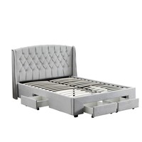 Ensemble de lit capitonné de luxe au design moderne, avec tiroirs de rangement, pour lits King-Size et Queen-Size, mobilier de chambre à coucher, cadre en bois rembourré
