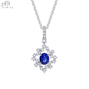 Proveedor de Hong Kong de joyería fina de alta gama, conjunto de joyería de oro blanco macizo de 18 quilates con zafiro natural y diamantes para mujer, para vestido de gala. - Product Image 3