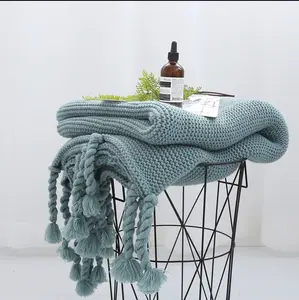 Nordic INS Coarse Wool Knitting Sofa Blanket Home Stay Bed Tail Blanket Office Nap Knitting Blanket
