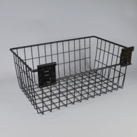 Zware, moderne, zwarte, ronde metalen wandmontage draadmand met pegboard haken voor gereedschap & garageopbergruimte
