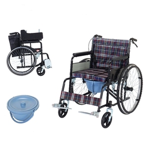 High Quality Multifunctional Manual Folding Steel Wheelchair with Bedpan <strong>Commode</strong> <strong>Portable</strong> for Hospitals - Product Image 3
