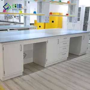 Banco de trabalho para laboratório de reagentes químicos, mesa de trabalho com pia para testes de química