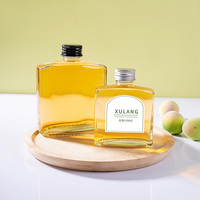 OEM Custom Groothandel 50ml 100ml 200ml 250ml Transparante Vierkante Glazen Fles Fruitwijn Sap Aangepaste Logo met Zwarte Schroefdop