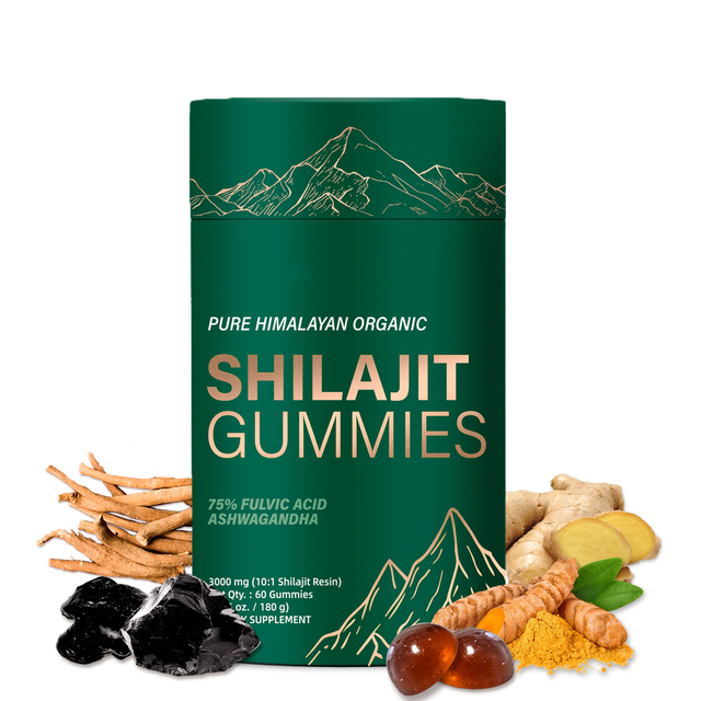 Shilajit Gummies 3000mg 10:1 Shilajit Resin 75% Fulvic Acid Ashwagandha Root Extract Natural Energy Supplement Immune Health