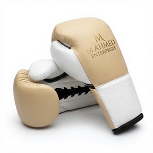 Guantes de Boxeo Profesionales para Entrenamiento de Artes Marciales, Guantes de Sparring Blancos y Beige para Club de Combate - Product Image 3