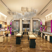 Vitrine à bijoux rotative de luxe, détachable, avec éclairage LED, construction en métal et verre, pour comptoir de bijouterie moderne