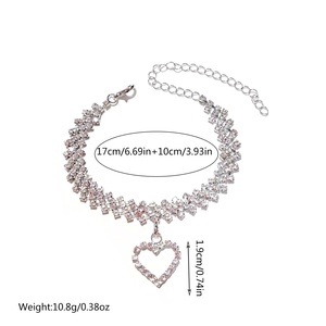 Dames Zomer Strand Enkelband Met Hart-Vormige Holle <span class=keywords><strong>Design</strong></span> Nieuwe Mode Diamant Strass Accessoires Koper Sieraden - Product Image 3
