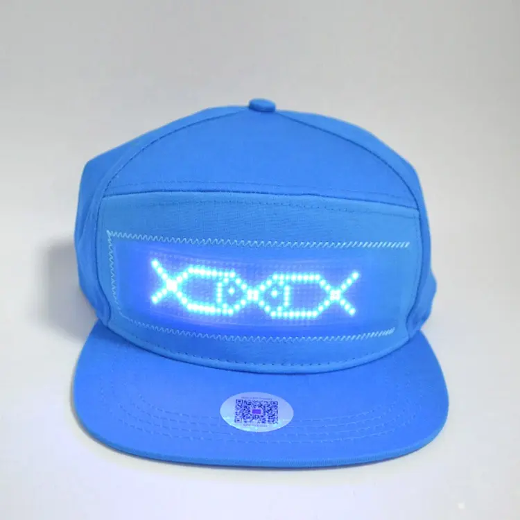 LINLI หมวกไฟ LED แฟชั่น,หมวกแสดงผลอัจฉริยะหมวกข้อความหมวกแก๊ปควบคุมด้วยแอปมือถือหมวกยอดแบน
