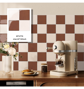 Jorns วอลล์เปเปอร์สี่เหลี่ยมสีแดงและสีขาวทันสมัยร้านอาหารเรียบง่ายห้องครัวห้องน้ำพื้นหลัง3D ลอกติดกระเบื้องผนัง - Product Image 1