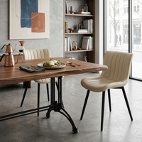 Chaise de salle à manger rembourrée noire, style nordique moderne, avec dossier et pieds en métal, pour salle à manger ou hôtel