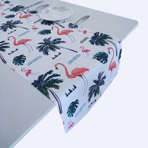 열대 플라밍고 테이블 러너 여름 Aloha 팜 트리 파티 저녁 식사 테이블 장식 러너 - Product Image 1