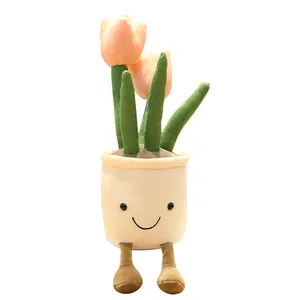 Милый искусственный цветок Тюльпан букет чучело игрушки плюшевый горшок декоративная кукла подарок