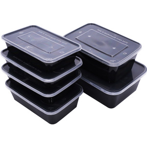 Contenedor de Alimentos de Plástico Negro de 750 ml con Logotipo Personalizado, Apto para Microondas, para Comida para Llevar y Preparación de Comidas de Marca - Product Image 4